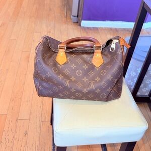 Louis Vuitton Brown and Tan Leather Handbag